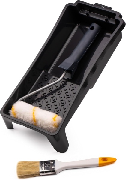 Set Practic de Zugrăvit și Vopsit 4 Piese, Rolă 10 cm, Pensulă pentru Vopsea Lavabilă/Emulsie 1.5", Tavă Vopsit 28 x 16 cm și Mâner/Suport Rolă 27 cm, Pentru Pereți și Tavane - Img 5