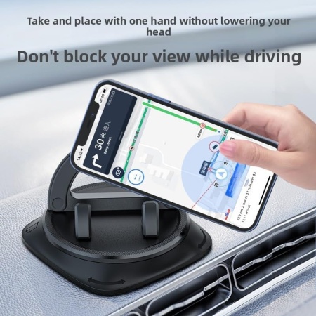 Suport Auto pentru Telefon Rotativ la 360° pe Bord, Montare cu Nano-Gel Anti-Alunecare Fără Blocarea Grilei de Ventilație, Operare cu o Singură Mână, Compatibil Universal cu Smartphone-uri 4–7 Inch, Negru (Black) - Img 5