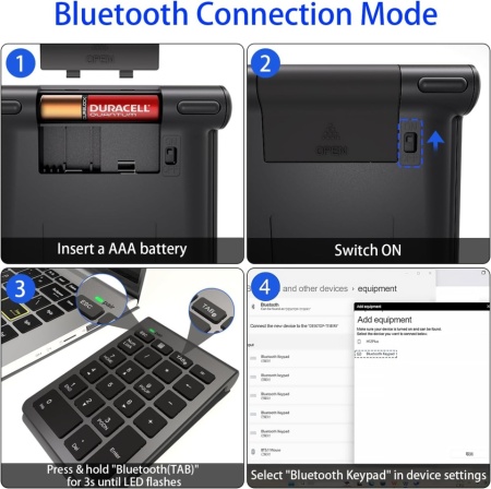 Tastatură Numerică Wireless Bluetooth cu 22 de Taste, Numpad Portabil Slim cu Conexiune Bluetooth 5.0, Taste Silențioase de Tip Foarfecă, Compatibilă Laptop, MacBook, Windows, macOS, Android și iOS - Img 6