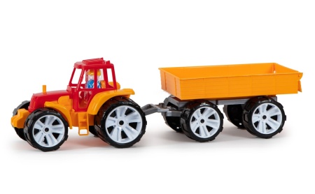 TRACTOR BAMS 3 CU REMORCA ROSU PORTOCALIU - Img 2