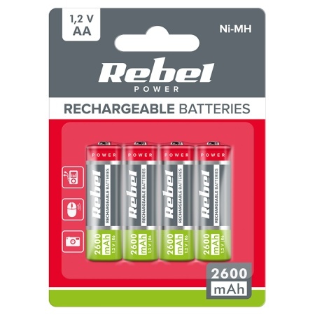 ACUMULATORI NI-MH AA R6 2600MAH BLISTER 4 BUC REBEL - Img 2