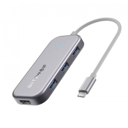 Adaptor 7w1 Blitzwolf BW-TH5 Hub USB-C pana la 3xUSB 3.0, HDMI, USB-C PD, SD, microSD - Img 2