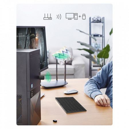 Adaptor dual band Ugreen placa de retea USB externa - WiFi 11ac AC650 negru (CM448) - Img 2