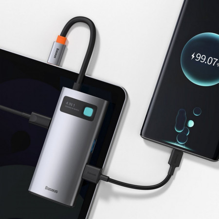 Adaptor/Hub Baseus Metal Gleam 4in1 USB Type C - USB Type C Power Delivery 100 W / HDMI 4K 30 Hz / 1x USB 3.2 Gen 1 / 1x USB 2.0 (CAHUB-CY0G) - Img 3