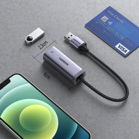 Adaptor retea Ugreen USB Type C 1000 Mbps Gigabit Ethernet gri (CM483 40321) - Img 2