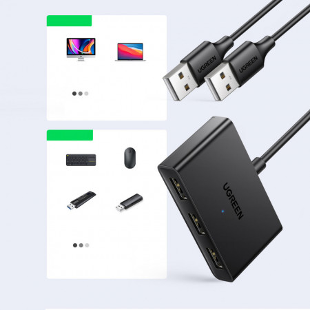 Adaptor switch Ugreen USB 2 intrari - 3 iesiri negru (CM409) - Img 6