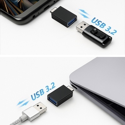 Adaptor USB-C Wozinsky W10GY1S - USB-A 3.2 10Gb/s - Negru - Img 3
