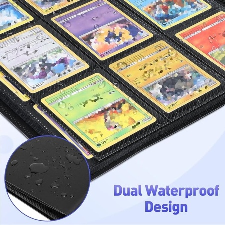 Album carti de colectie, 432 buzunare, 24 file fata-verso, 9 buzunare pe pagina, incarcare laterala (Side-Loading), compatibil Pokemon, Magic The Gathering, Yu-Gi-Oh, Negru - Img 2