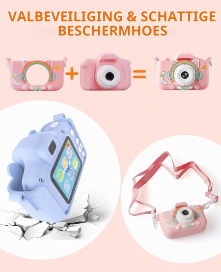 Aparat foto digital pentru copii model Melc, video Full HD 1080p, ecran IPS 2.0 inch, 44 rame foto, 5 jocuri educative, pentru fete și băieți 3-10 ani - Img 3