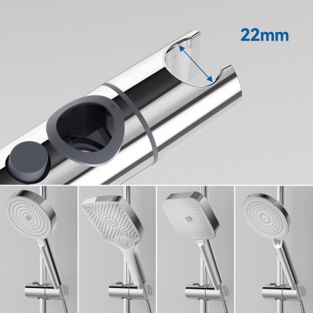Bară de Duș Reglabilă Auralum 70 cm din Inox Cromat, Suport Pară de Duș Reglabil pe Înălțime și Rotativ 360°, Sistem de Prindere Variabil pe Găurile Existente, Finisaj Lucios Anti-Coroziune - Img 6