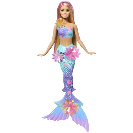 BARBIE PAPUSA SIRENA FLOARE MAGICA CU PAR BLOND SI COADA ALBASTRA - Img 2