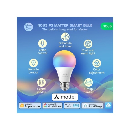 Bec Nous P3 smart Tuya Wi-Fi RGB (dulie E27), compatibil Matter - Img 2