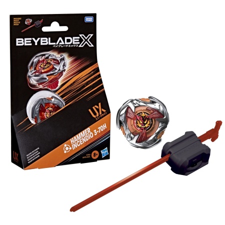 BEYBLADE X LET IT RIP SET LANSATOR SI ROATA HAMMER INCENDIO 3-70H - Img 2