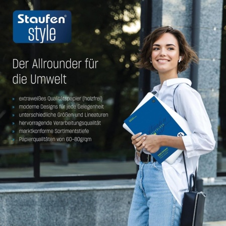 Bloc de Notițe / Hârtie de Corespondență Liniată Staufen Style A4, 100 File, Liniatură 21, 70 g/m², Staufenpost - Img 3