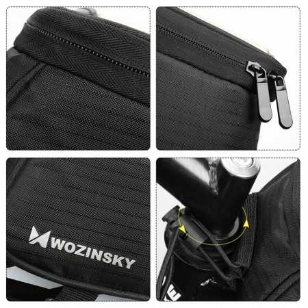 Borseta bicicleta Wozinsky cu husa telefon impermeabila pentru telefoane pana in 6.5 inch, cablu jack 3.5 mm inclus , montare pe cadru , 1.5 L , neagra - Img 6