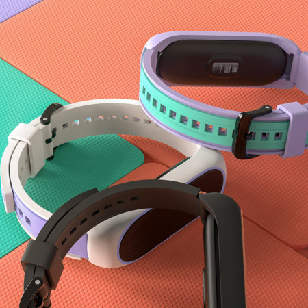 Bratara Dual Color pentru Xiaomi Mi Band 6 / 5 / 4 / 3 white-purple - Img 2