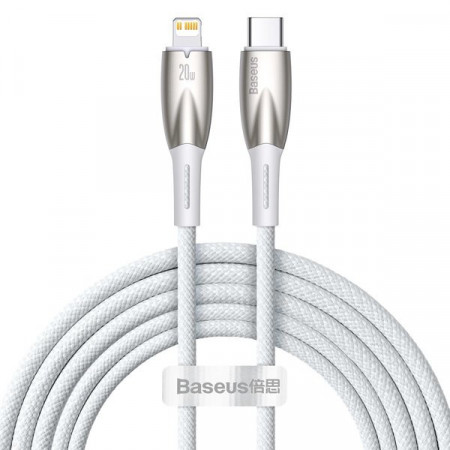 Cablu Baseus Glimmer Series cu incarcare rapidă USB-C - Lightning 480Mb/s PD 20W 1m alb