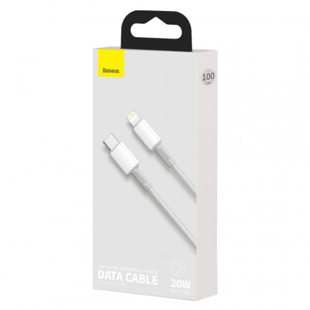 Cablu Baseus High Density Braided Cable Type-C laLightning, PD, 20W, 1m (White) - Img 7