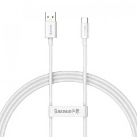 Cablu Baseus Superior Series USB la USB-C, 65 W, PD, 1 m (alb)