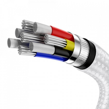 Cablu de date Baseus Cafule Metal USB Tip C - USB Tip C 100 W (20 V / 5 A) 2 m alb (CATJK-D02) - Img 3