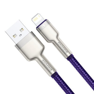 Cablu de date din metal Baseus Cafule USB - Lightning 2.4A 1 m violet - Img 3