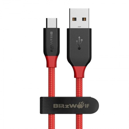 Cablu de date USB la micro-USB AmpCore BlitzWolf BW-MC5 , 1.8 m , rosu