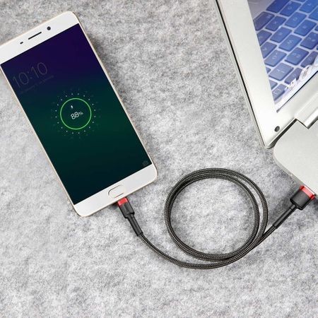 Cablu micro USB QC3.0 2.4A 1M, BASEUS Cafule Durable Nylon, negru + rosu - Img 5