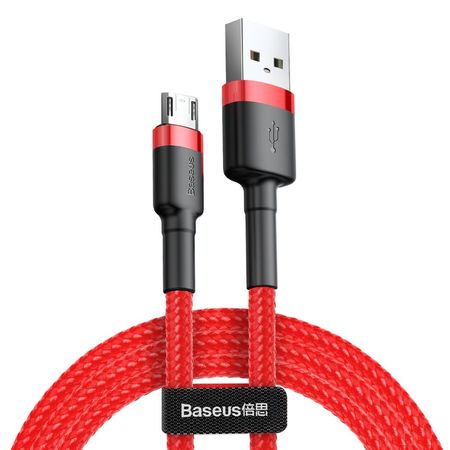 Cablu micro USB QC3.0 2.4A 1M, BASEUS Cafule Durable Nylon, rosu