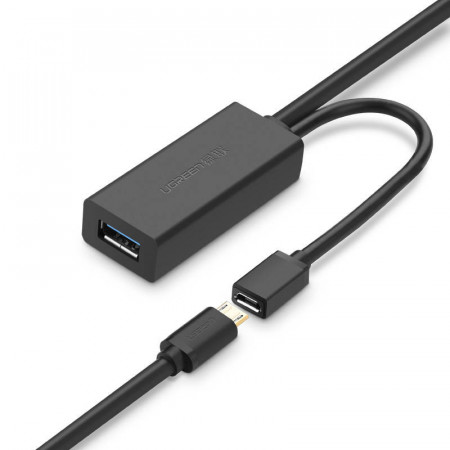 Cablu prelungitor UGREEN US175, USB 3.0, micro USB, 5m (black)