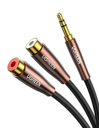 Cablu UGREEN AV194 mufa 3,5 mm mama la 2x cablu RCA (Cinch) mama 0,25 m