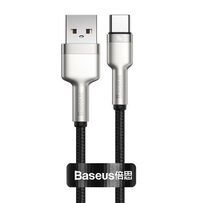 Cablu USB tip C Baseus Cafule Series Metal Data USB - 40 W (10 V / 4 A) SCP (Protocol Huawei SuperCharge) 0,25 m argintiu