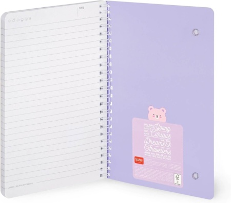 Caiet Mecanic A5 cu Spirilă Legami Design Teddy Bear, Liniatură 7 mm, 160 Pagini, Hârtie Certificată FSC, Include Set Stickere și Închidere Elastică, 15 x 21 cm - Img 6