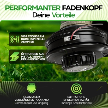 Cap de Tăiere cu Fir Heckenpracht pentru Motocoasă, Buton Din Oțel, Sistem Tap &amp; Go și Easyload, Filet Stânga, 5 Adaptoare Incluse - Img 2