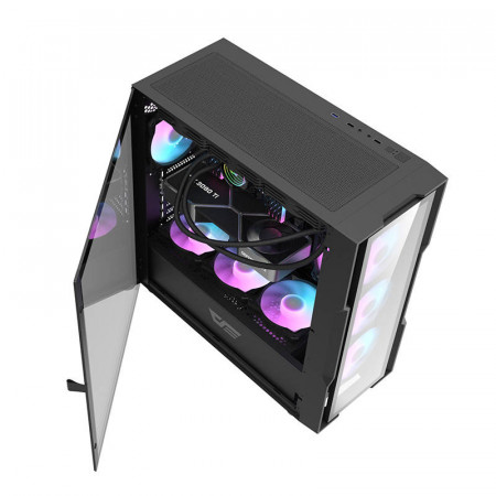 Carcasa computerului din sticla Darkflash DK431 + 4 ventilatoare (negru) - Img 2