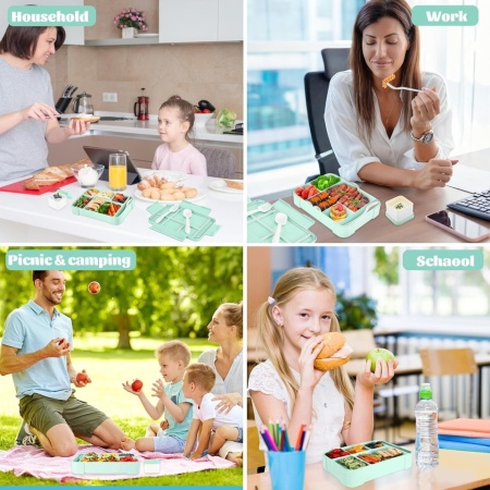 Caserolă Typec Home pentru Prânz Copii, Incasabilă, Capacitate 1350 ml, Cutie Sandwich și Gustări pentru Școală, Fără BPA - Img 3