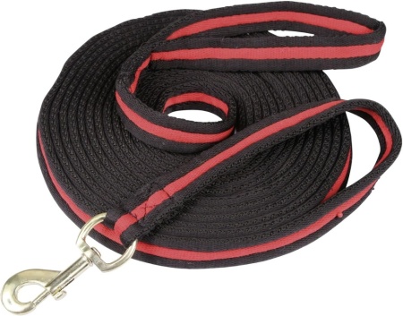Coardă Lungă de Lucru pentru Cai Covalliero Soft, Lungime 8 m, Negru/Roșu, Material Textil Plăcut, Carabinier Rotativ cu Buclă - Img 2