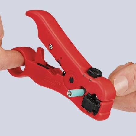 Dezizolator Universal pentru Cabluri Coaxiale KNIPEX 16 60 06 SB (Lungime 125 mm), Sculă Profesională pentru RG 59, RG 6, RG 7, RG 11 și Cabluri de Date, Roșu - Img 4