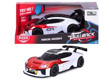 DICKIE TOYS PULL BACK MOTORSPORTS MASINA PORSCHE MISSION R CU LUMINI SI SUNETE 28CM - Img 3