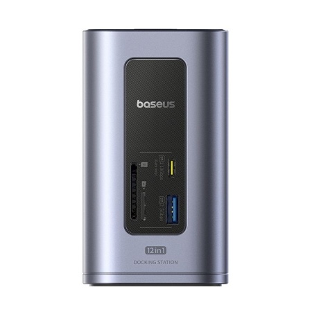 DOCKING STATION Baseus Spacemate RD1 12 in 1, input USB Type-C, output 2xHDMI 4K@60Hz, 2xUSB-C (10Gbps), 2xUSB-A (5Gbps), 2xUSB, 1xRJ45, card reader SD/micro SD, 1XUSB-C (PD), gri - Img 2