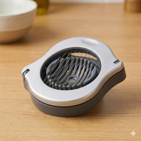 Feliator pentru Ouă și Legume Moi, 10 x 9.6 cm, Inox și ABS, Design Ergonomic, Argintiu - Img 3