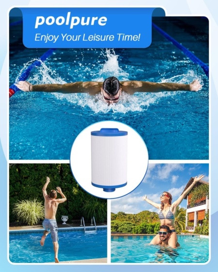 Filtru pentru Jacuzzi și Cadă cu Hidromasaj POOLPURE 6CH-940, Înlocuitor PWW50P3, Filet SAE 1.5", Certificare NSF, Suprafață 50 sq. ft. - Img 4