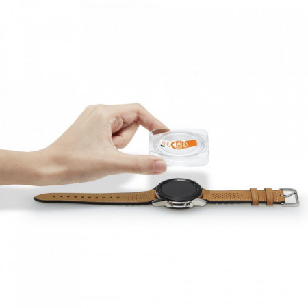 Folie sticla transparenta cu sistem de montare Spigen GLAS.tR EZ FIT Samsung Galaxy Watch 3 (45mm) 2-Pack - Img 3