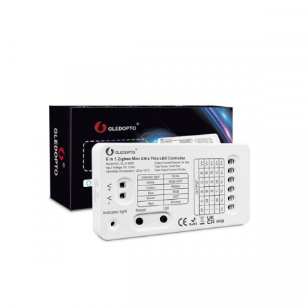 Gledopto GL-C-002P (6A), controler LED mini ultra subtire Zigbee Pro 5-in-1 (Zigbee+RF) 5V-24V DC, 6A - Img 2