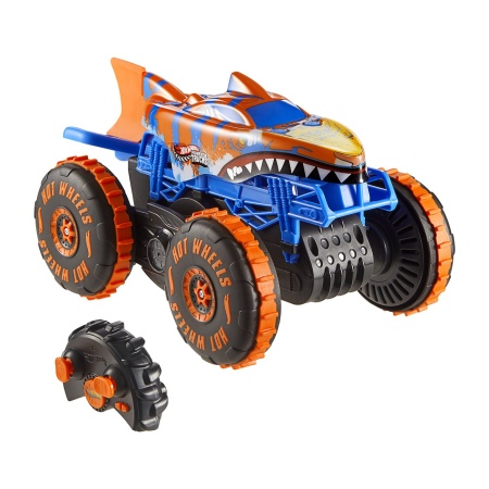 HOT WHEELS MONSTER TRUCK SHARKS VS DINOS MASINA CU TELECOMANDA TIGER SHARK CLIMBER - Img 2