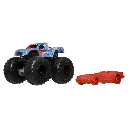 HOT WHEELS MONSTER TRUCK SI MASINUTA METALICA RACE ACE ALBASTRU - Img 3