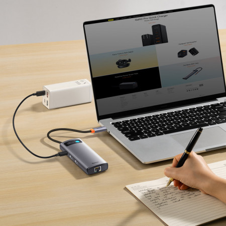 HUB 7 in 1 USB Type C Docking Station - 2 x HDMI / 3 x USB 3.2 Gen. 1/1 x Power Delivery / 1 x RJ-45 Ethernet Gray (WKWG040113) - Img 5