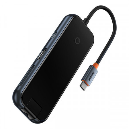 Hub Baseus AcmeJoy HUB 8 porturi USB-C la 1xHDMI / 2xUSB-A 3.0 / 1xUSB-A 2.0 / 1xUSB-C PD&Data / 1xRJ45 / 1xSD/TF gri inchis