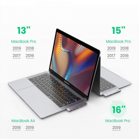 HUB multifunctional UGREEN, 2x USB Typ C - USB Typ C PD (Thunderbolt 3, 100W, 4K@60 Hz, 10 Gbps) / HDMI 4K@30 Hz / 3x USB 3.0 pentru MacBook Pro / Air gray (60559) - Img 5