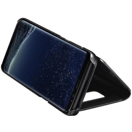 Husa protectie Clear view flip pentru Samsung Galaxy S9, Negru - Img 2