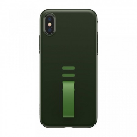 Husa telefon, Baseus Little Tail, cu curea ajustabila din silicon, pentru iPhone XS / X, negru+verde